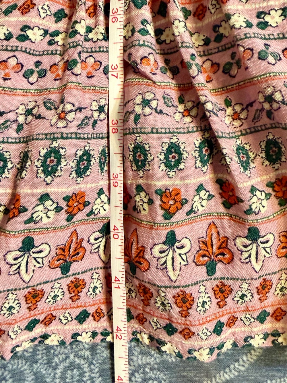 Knox Rose Pink Floral Paisley Midi Dress  with 3/4 Puff Sleeves size Large - Picture 7 of 7